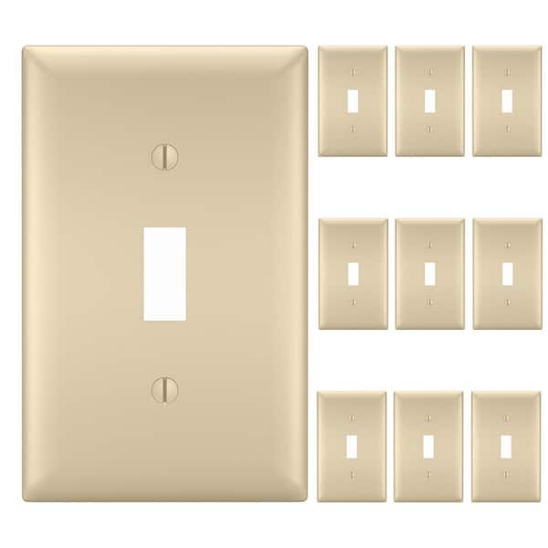 Pass and Seymour 1-Gang 1-Toggle Unbreakable Wall Plate, Ivory (10-Pack)