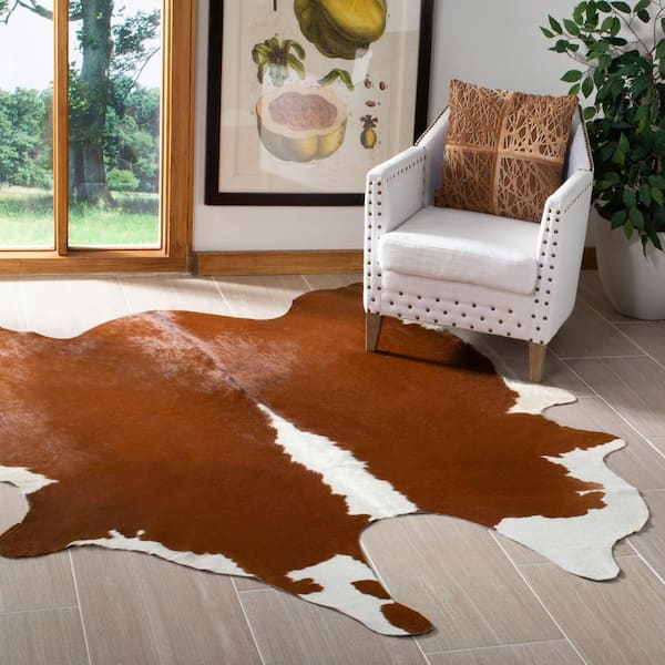 SAFAVIEH Cow Hide Brown/White 5 ft. x 7 ft. Print Area Rug COH211A-6 - Depot