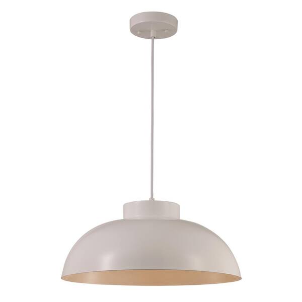 Bel Air Lighting 16 5 In 1 Light White Industrial Pendant With Metal Shade Pnd 2116 Wh The Home Depot - Small Metal Ceiling Lamp Shades