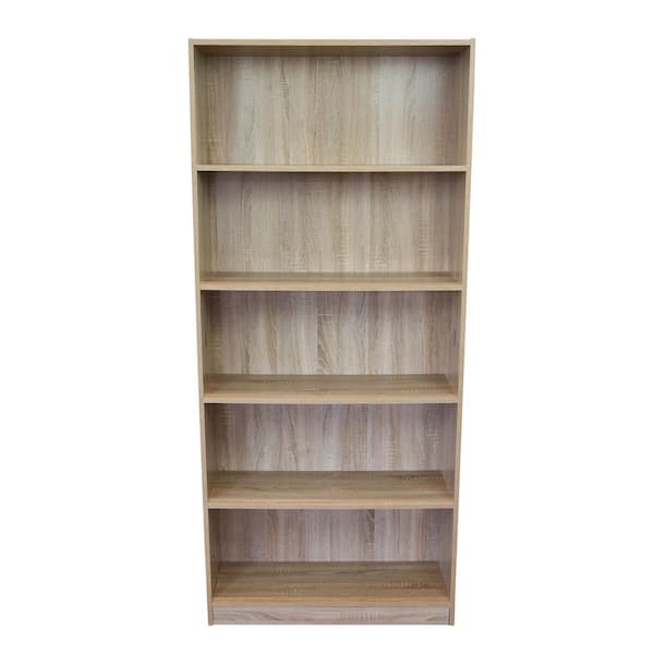 Unbranded 71.3 in. Sonoma Oak 6-Shelf Standard Bookcase with Footer