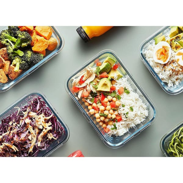 Glass Meal Prep Containers 10-Piece Set Airtight Snap Locking Lids Borosilicate Microwave Oven Dishwasher Food Storage