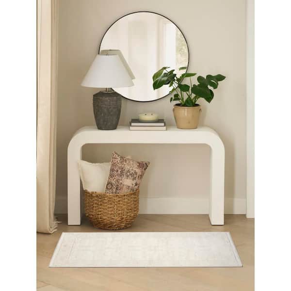 Dekor Ivory Taupe 2 ft. x 4 ft. Medallion Traditional Area Rug