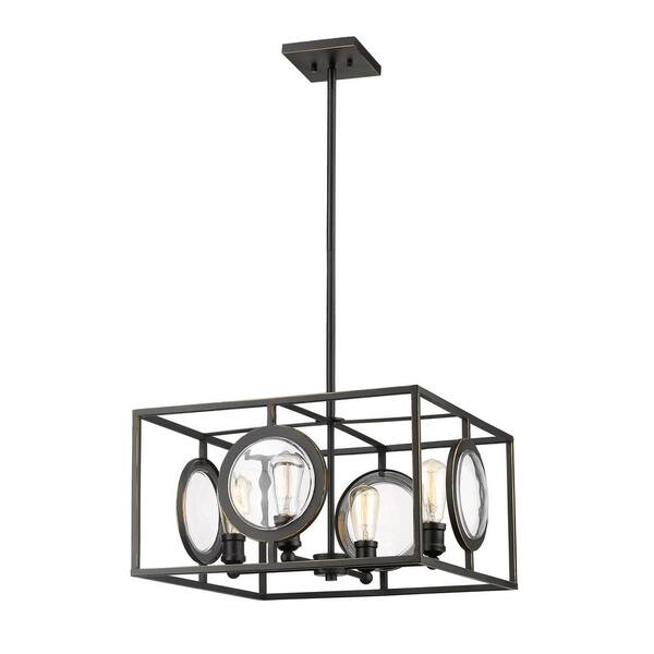 Unbranded Port 100-Watt 4-Light Olde Bronze Island Pendant Light with No Bulb Included