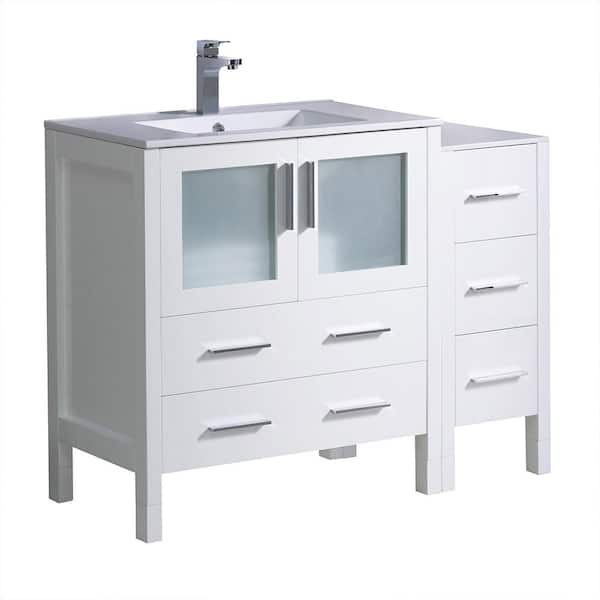 Fresca Torino 42 in. Bath Vanity in White with Ceramic Vanity Top in White with White Basin