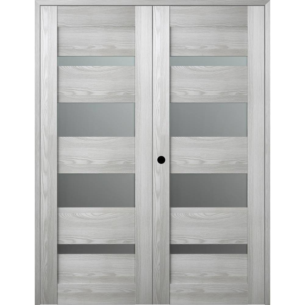 Avon 0701 Solid Manufactured Wood and Glass Paneled Prefinished Standard Double Door Belldinni Handing: Right, Finish/Color: Ash, Size: 47.75 x 83.23