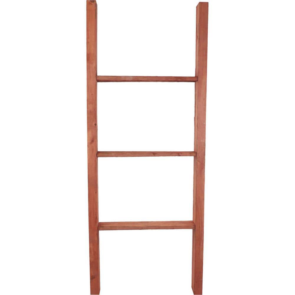 Salvage Red Rustic Wooden Decorative Ladder, 48" Height