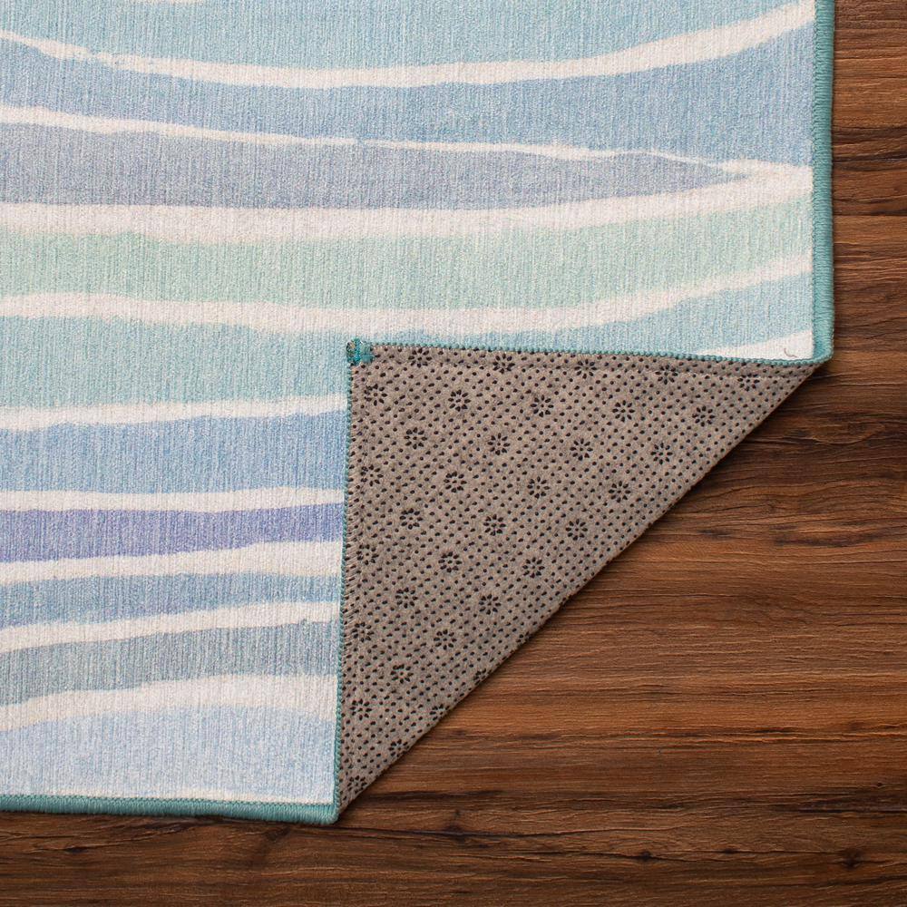 Ocean Blue Flat Woven Synthetic Washable 5' x 7' Rug