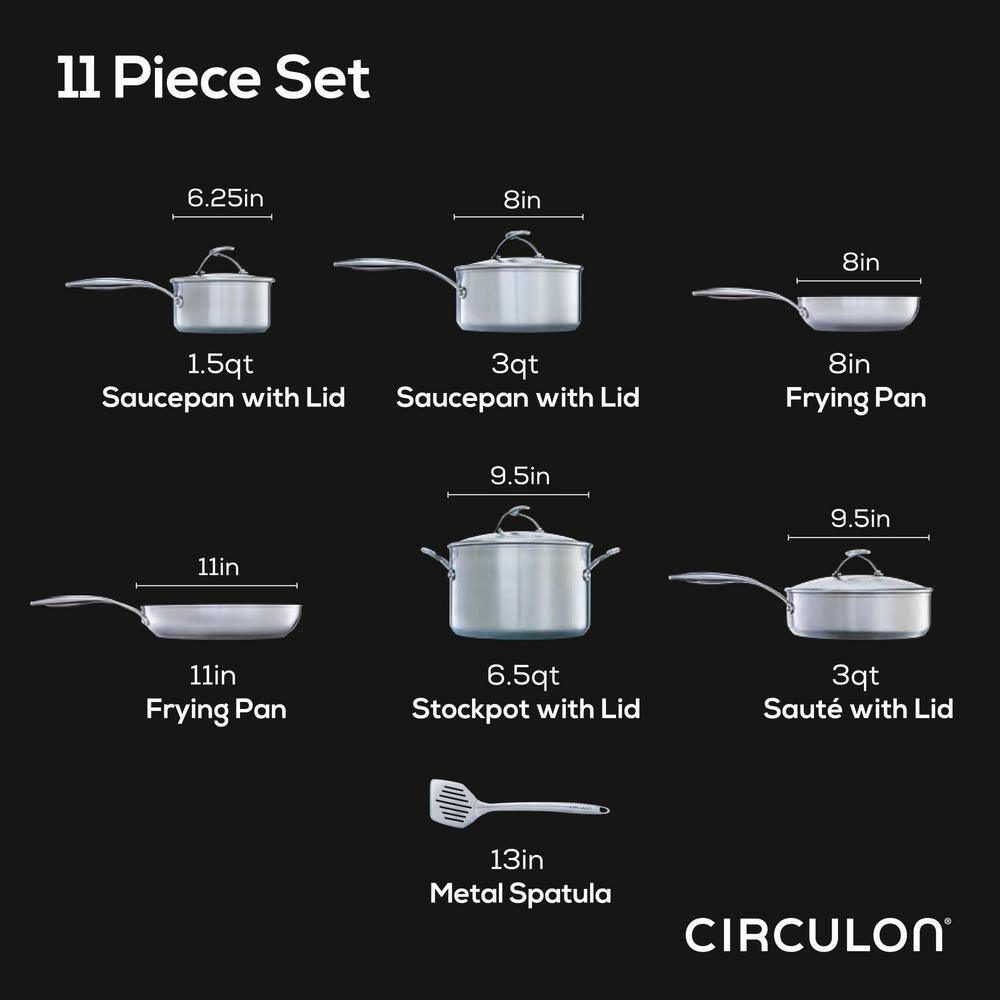 Circulon 11-Piece Stainless Steel Induction Cookware Set with Nonstick Technology