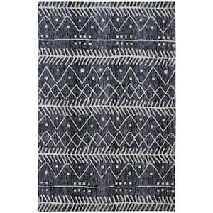 10 X 13 Blue and Ivory Striped Area Rug