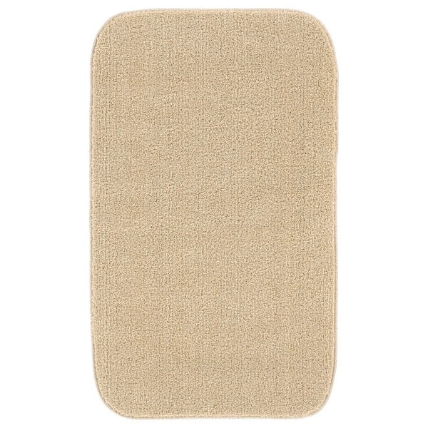 Garland Rug Gramercy 24 in. x 40 in. Champagne Beige Solid Color Plush Polypropylene Rectangle Bath Rug