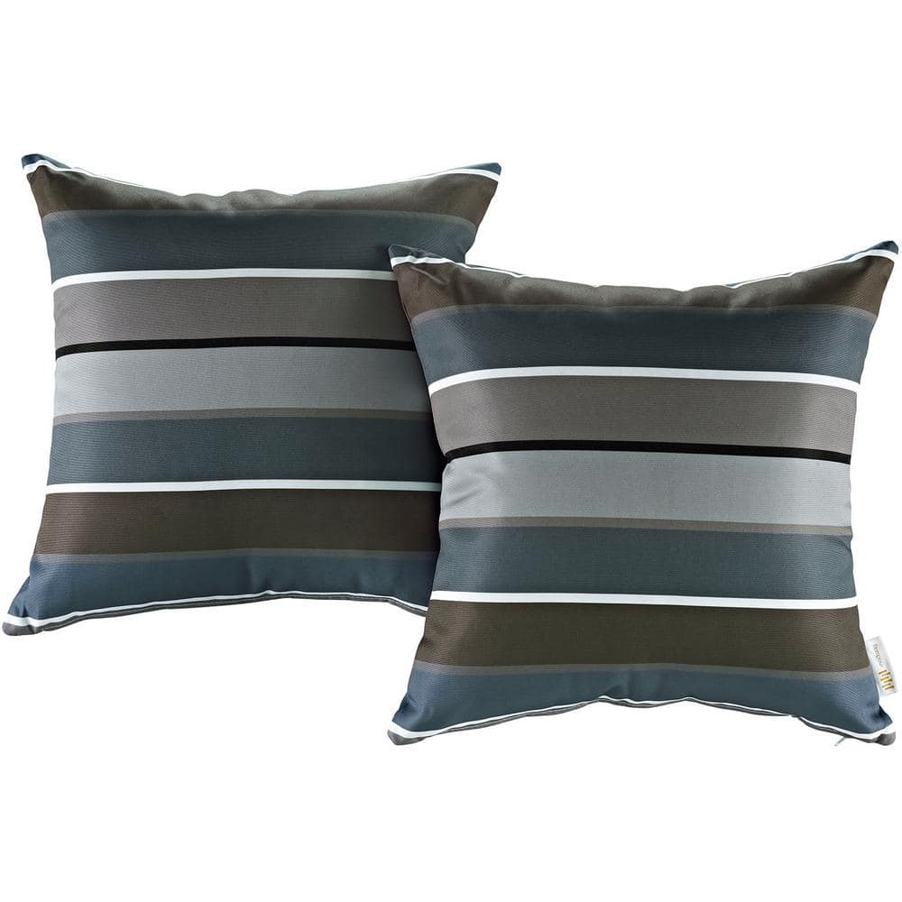Stripe Patterned Weather Resistant Outdoor Throw Pillows Set