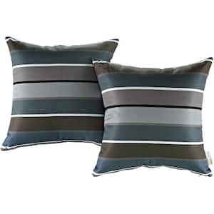 Patio Square Outdoor Throw Pillow Set in Stripe (2-Piece)