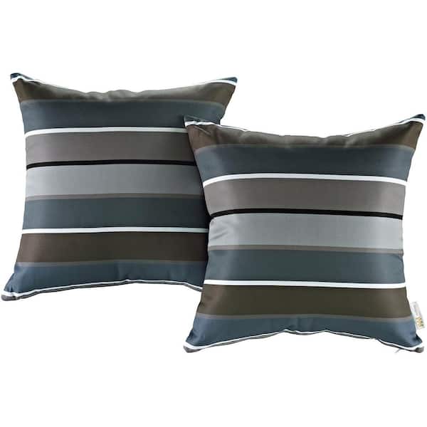 MODWAY Patio Square Outdoor Throw Pillow Set in Stripe (2-Piece)