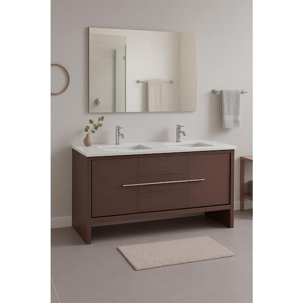 Fresca Allier 60 in. Modern Double Sink Bathroom Vanity Cabinet in Wenge Brown