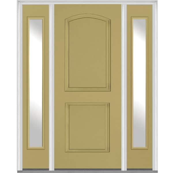 MMI Door 68.5 in. x 81.75 in. Left Hand Inswing 2-Panel Arch Painted Fiberglass Smooth Prehung Front Door with Sidelites