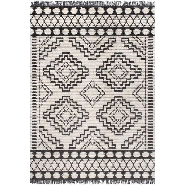 nuLOOM Janie Moroccan Diamond Soft Shag Fringe Beige 8 ft. x 10 ft. Indoor Area Rug