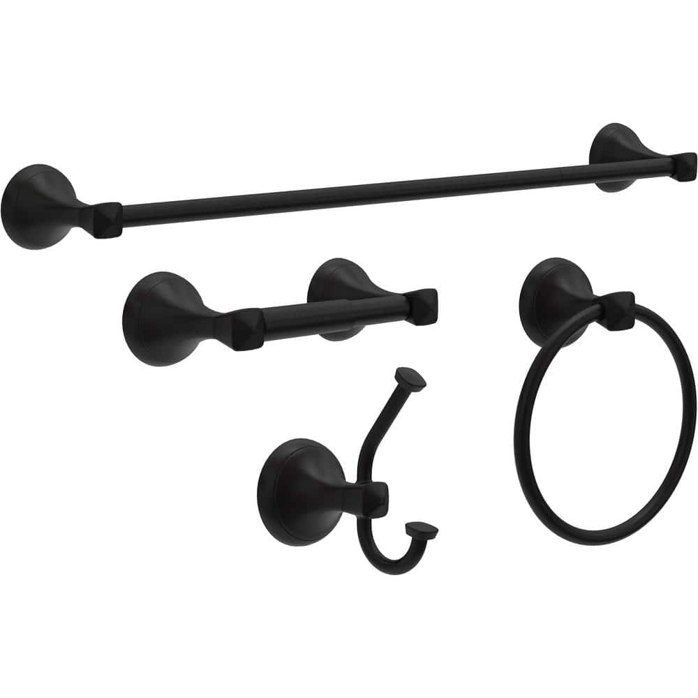 Matte Black 18" Wall Mounted Towel Bar with Extender