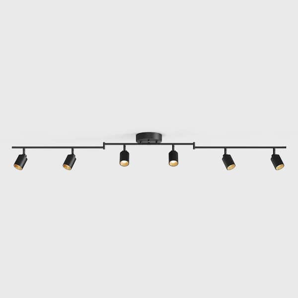 Shura 6-Head Integrated LED Swivel Track Light, Directional Spot Lights, Dimmable - Black