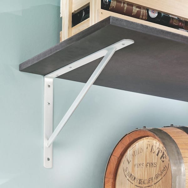 BEAM 11.6 in. White Steel Shelf Bracket Set of 2