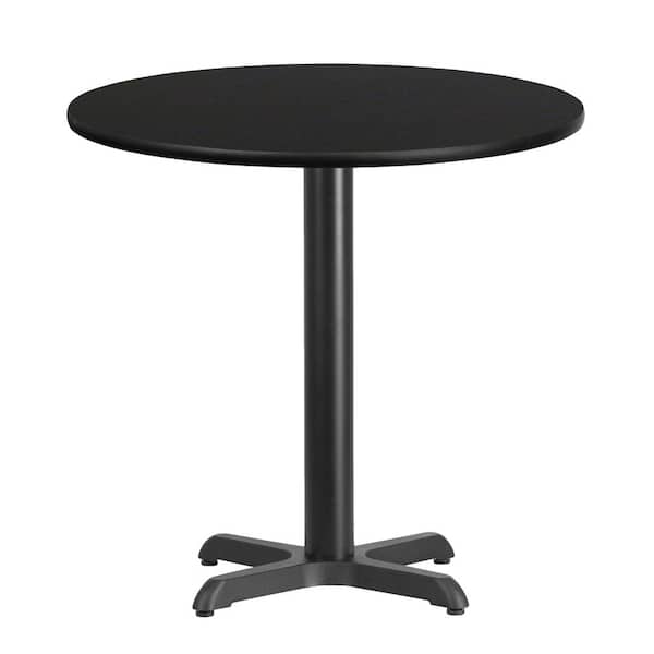 Flash Furniture 30 in. Round Black Laminate Table Top with 22 in. x 22 in. Table Height Base