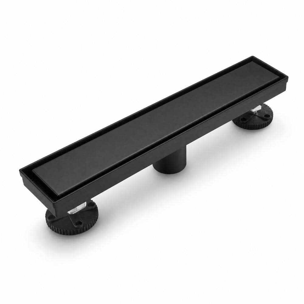 12 in. Linear Shower Drain with Removable Grate and Hair Strainer in Matte Black price history on PriceWatchPro