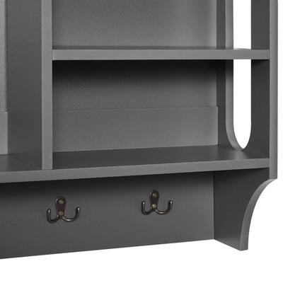 Gray Coat Racks Entryway Furniture The Home Depot - Wall Mounted Coat Rack With Shelf Grey