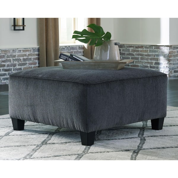 Signature DESIGN BY ASHLEY Abinger Black Polyester Square Cocktail Ottoman