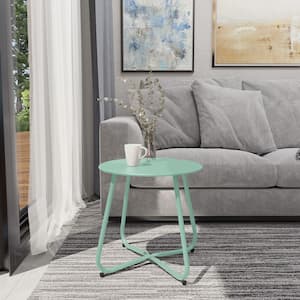 Mint Green Round Steel Outdoor Side Table