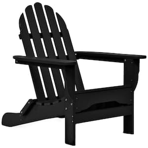 Icon Black Non-Folding Plastic Adirondack Chair