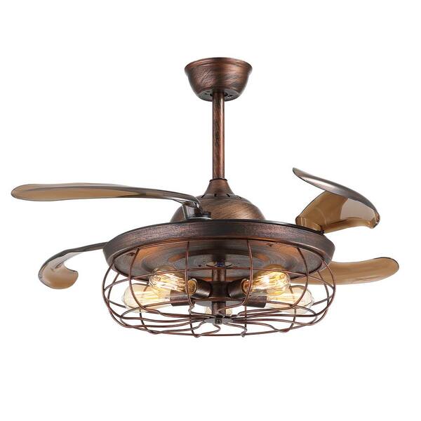 ANTOINE 42 in. Black Indoor Ceiling Fan with Lights Retractable Blades ...