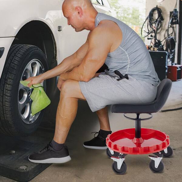 SKYSHALO Shop Stool 300 LBS Rolling Garage Stool 18-23 in