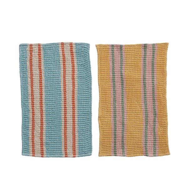 Multicolor Waffle Weave Cottage Charm Cotton Kitchen Towels (Set of 2)