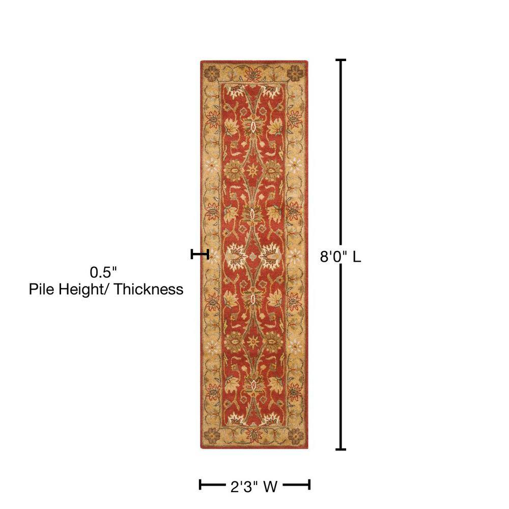 Rust and Gold Hand-Tufted Wool Runner Rug