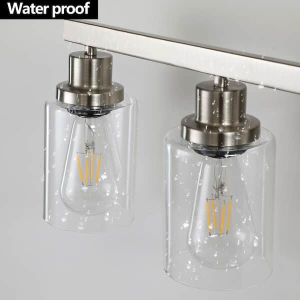 51 in. W 8-Light Bathroom Wall Sconce for Mirror Vanity and Dressing Area Lighting, E26 No Bulbs Included Brushed Nickel