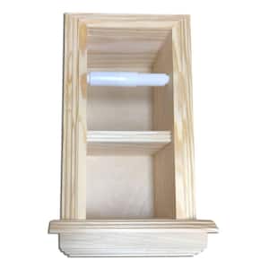 Belvedere Recessed Toilet Paper Holder in Unfinished Solid Wood Double with Newport Frame with Ledge