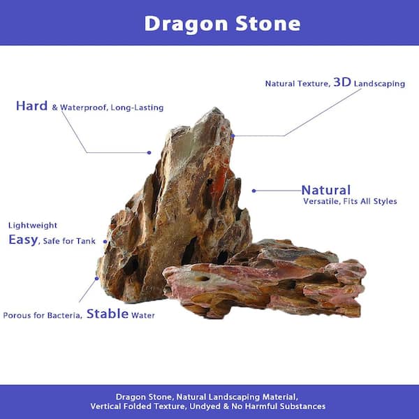 Justincity 5 lb Dragon Stone Natural Aquarium Rocks 3 to 6 in
