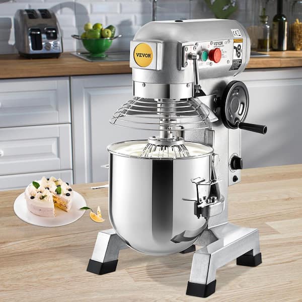 Commercial Stand Mixer 30 qt. Dough Mixer Heavy Duty Silver Electric Food Mixer with 3-Speeds Adjustable 1100 W