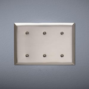 Pass & Seymour 302/304 S/S 3 Gang 3 Strap Mounted Blank Wall Plate, Stainless Steel (1-Pack)