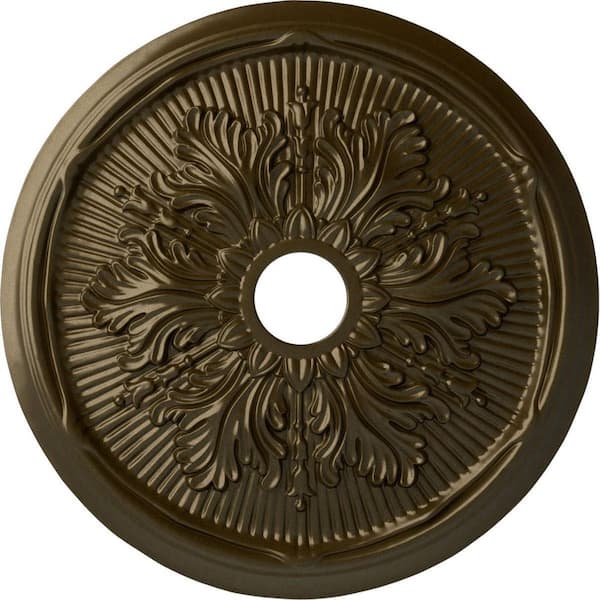 Ekena Millwork 1-7/8" x 23-3/4" x 23-3/4" Polyurethane Luton Leaf Ceiling Medallion, Brass