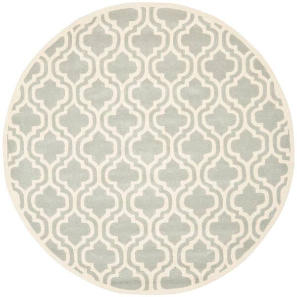 SAFAVIEH Chatham Grey/Ivory 7 ft. x 7 ft. Round Area Rug