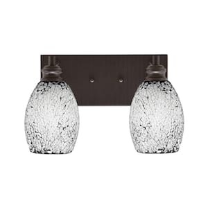 Albany 14 in. 2-Light Espresso Vanity Light with Black Fusion Glass Shades