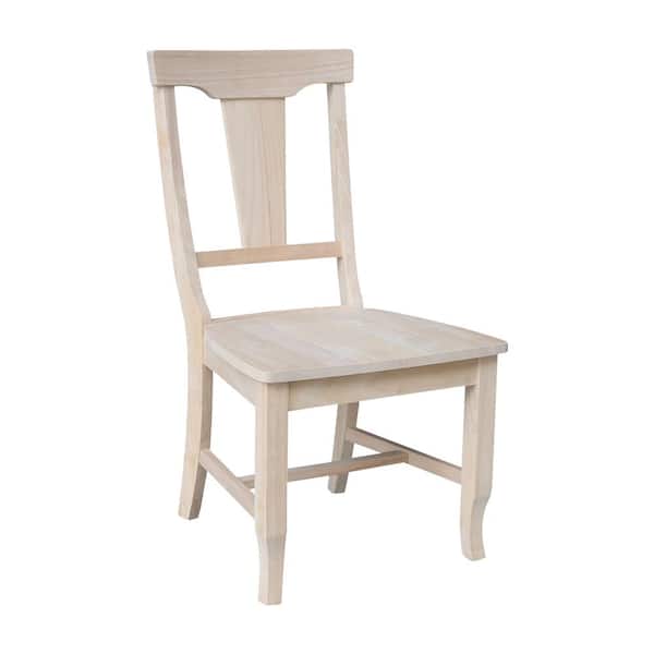 International Concepts Unfinished Wood Panel Back Side Chair (Set of 2)