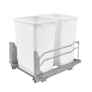 White Double Pull Out Trash Can 35 qt. with Soft-Close