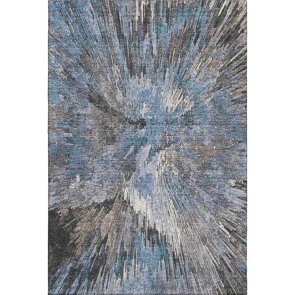 Mayfield Premium Machine Washable Abstract AMF2283 Denim 3 ft. x 5 ft. Area Rug