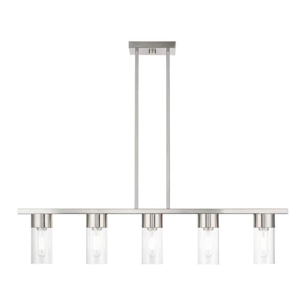AVIANCE LIGHTING Belcrest-5 Light Brushed Nickel Linear Chandelier