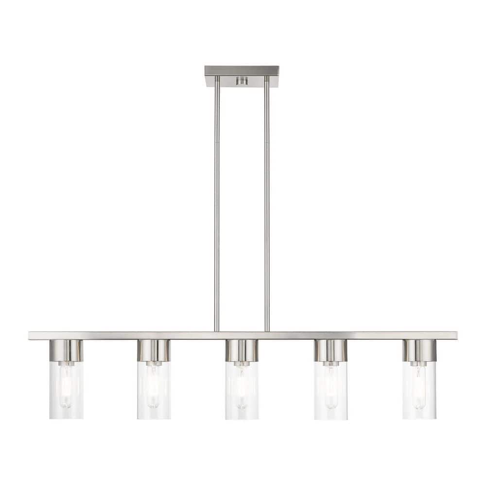 Carson Brushed Nickel 5-Light Linear Chandelier with Clear Glass