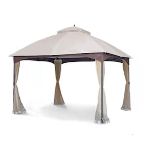 10 ft. x 12 ft. Heavy Duty Outdoor Canopy Tent Double Softtop Roof Gazebo with Mosquito Net, Sunshade Curtains for Patio