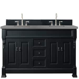 Brookfield 72 in. W x 23.5 in. D x 34.3 in. H Double Vanity in Antique Black with Quartz Vanity Top in Grey Expo