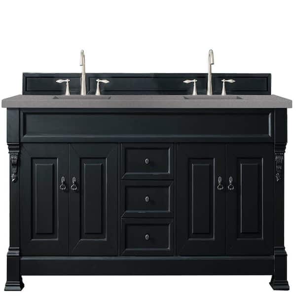 James Martin Vanities Brookfield 72 in. W x 23.5 in. D x 34.3 in. H Double Vanity in Antique Black with Quartz Vanity Top in Grey Expo