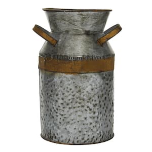 9 in. Gray Metal Milk Can Decorative Jars
